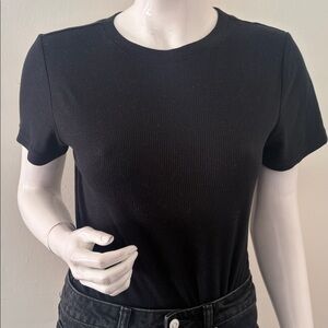 WeWoreWhat Black Thermal Waffle Knit Short Sleeve Bodysuit T-shirt Revolve
